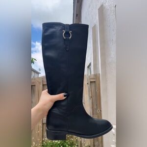 Salvatore Ferragamo Classic Tall Leather Feresa Riding Boots